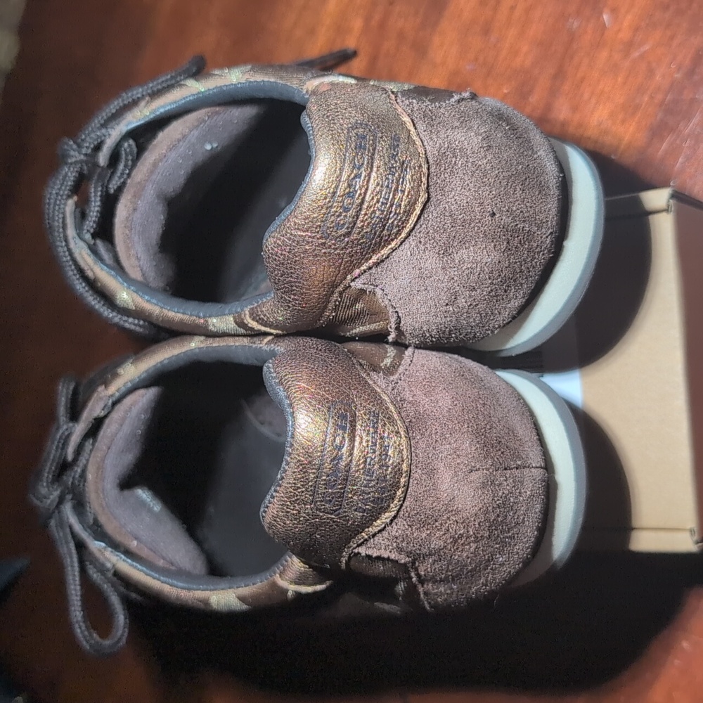 Coach Kate Brown and Gold Patterned Sneakers Size 9 - Picture 4 of 7